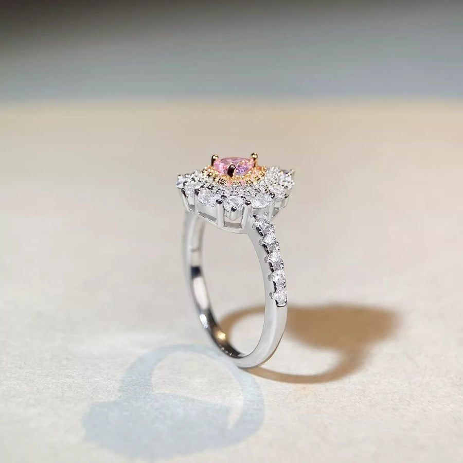 925 Sterling Silver Zircon Heart Ring Apparel and Accessories