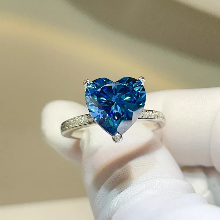 925 Sterling Silver Zircon Heart Ring Apparel and Accessories