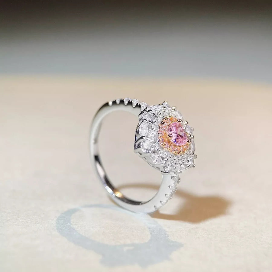 925 Sterling Silver Zircon Heart Ring Apparel and Accessories