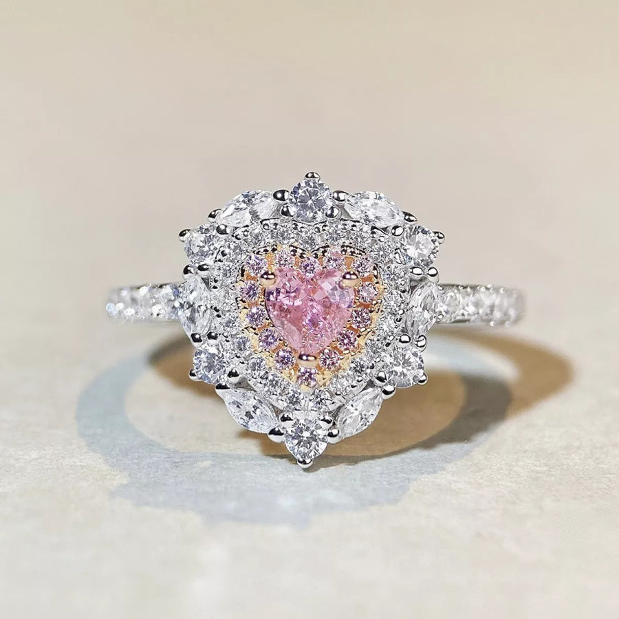 925 Sterling Silver Zircon Heart Ring Apparel and Accessories
