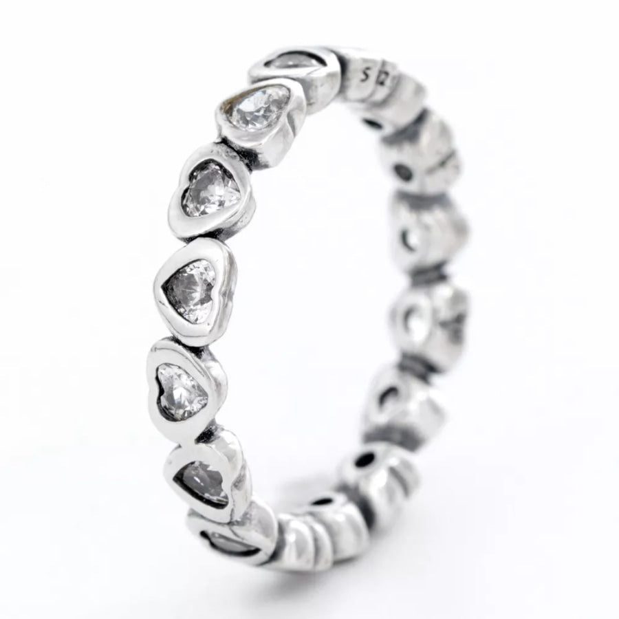 925 Sterling Silver Zircon Heart Ring Apparel and Accessories