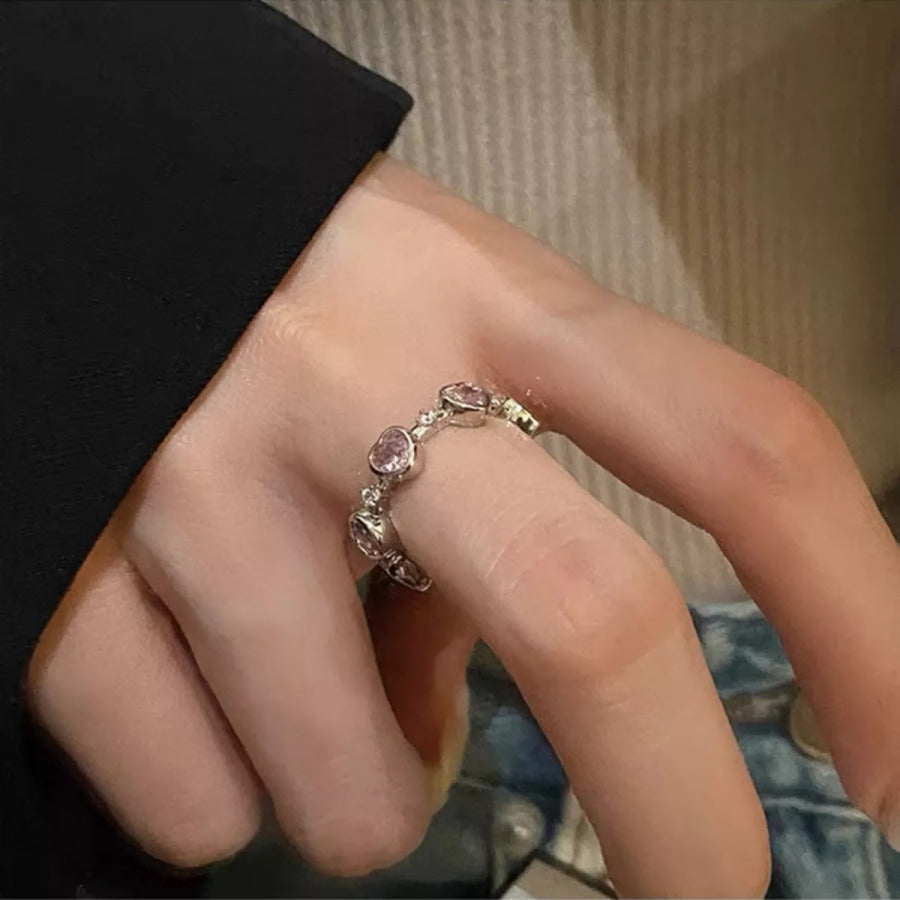 925 Sterling Silver Zircon Heart Ring Silver / One Size Apparel and Accessories