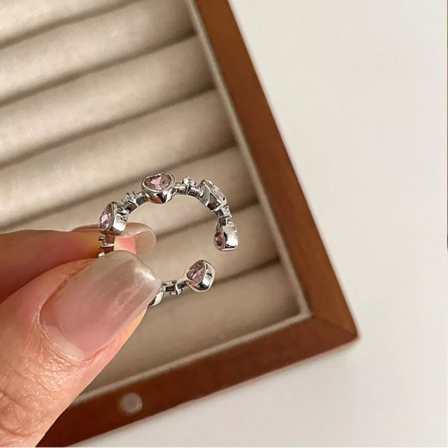 925 Sterling Silver Zircon Heart Ring Silver / One Size Apparel and Accessories