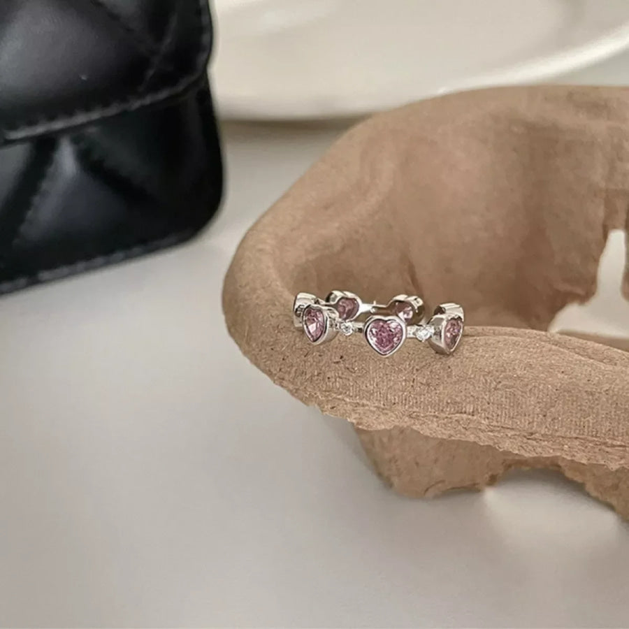 925 Sterling Silver Zircon Heart Ring Silver / One Size Apparel and Accessories