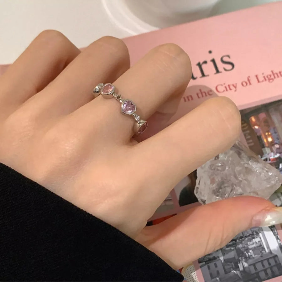 925 Sterling Silver Zircon Heart Ring Silver / One Size Apparel and Accessories