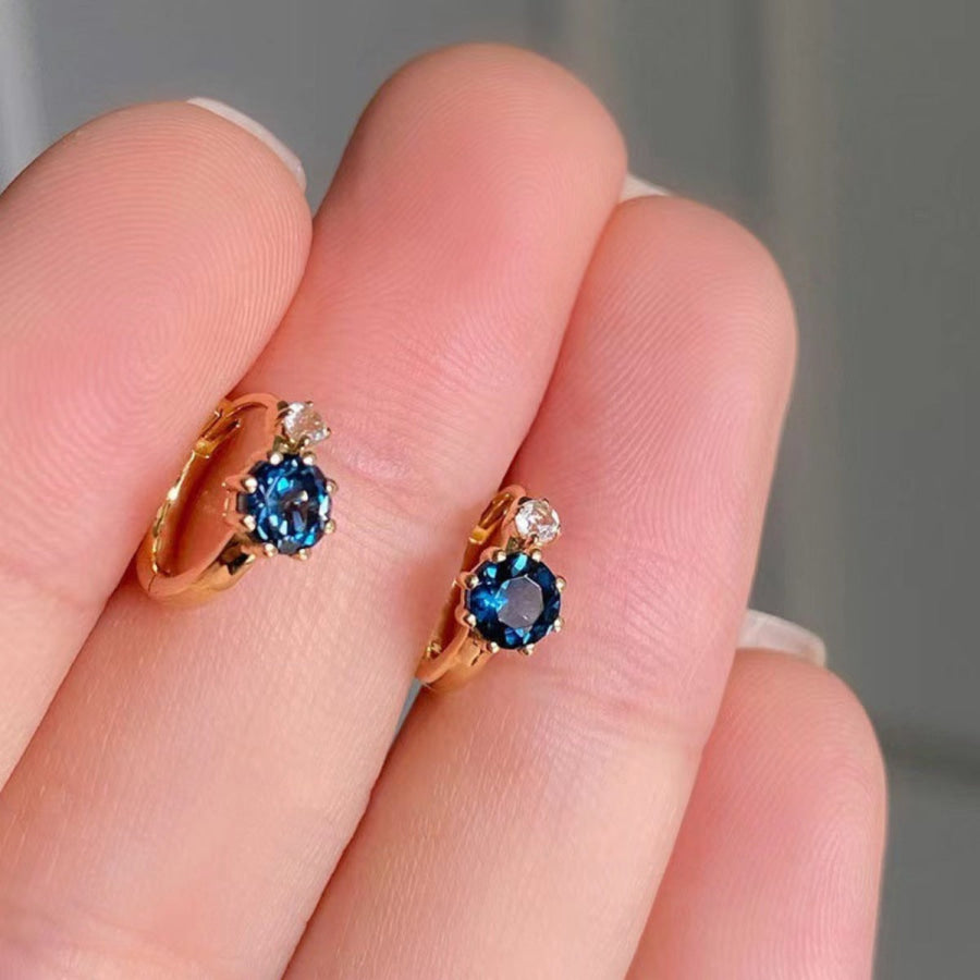 925 Sterling Silver Zircon Hoop Earrings Gold / One Size Apparel and Accessories