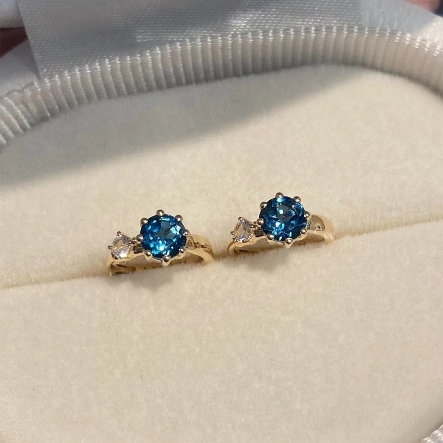 925 Sterling Silver Zircon Hoop Earrings Gold / One Size Apparel and Accessories