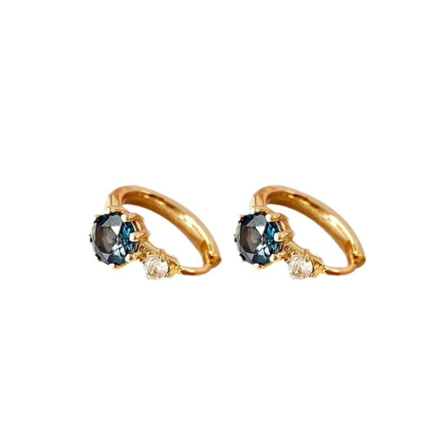 925 Sterling Silver Zircon Hoop Earrings Gold / One Size Apparel and Accessories