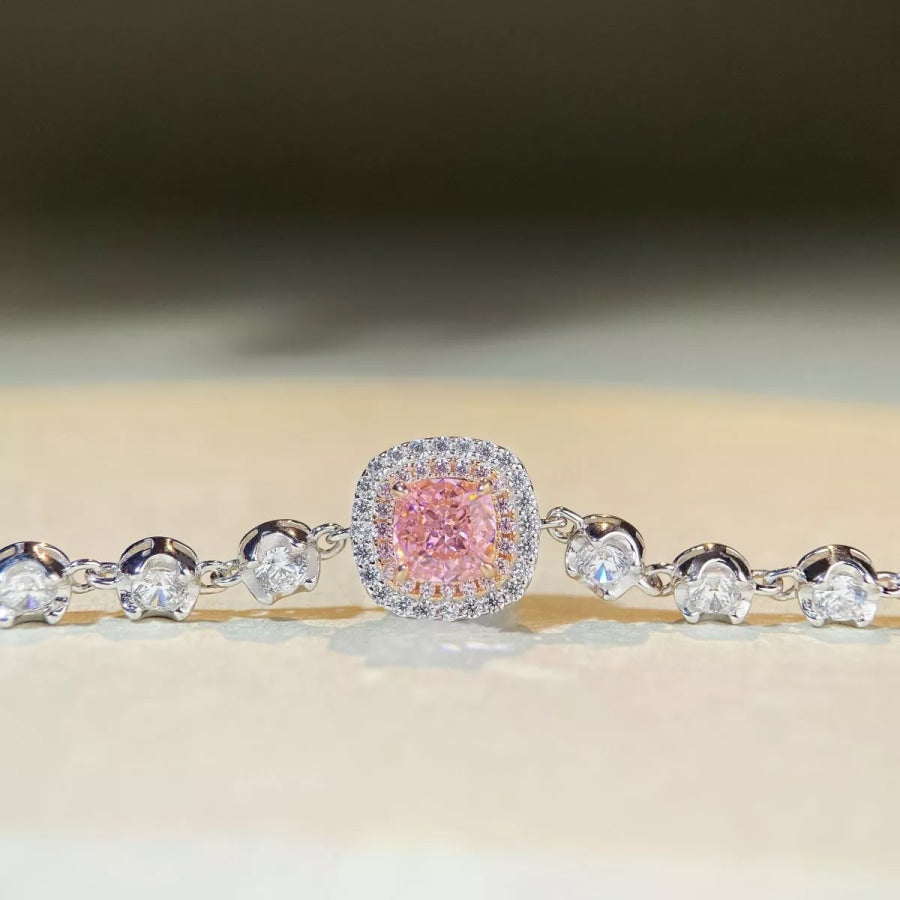 925 Sterling Silver Zircon Necklace Blush Pink / One Size Apparel and Accessories