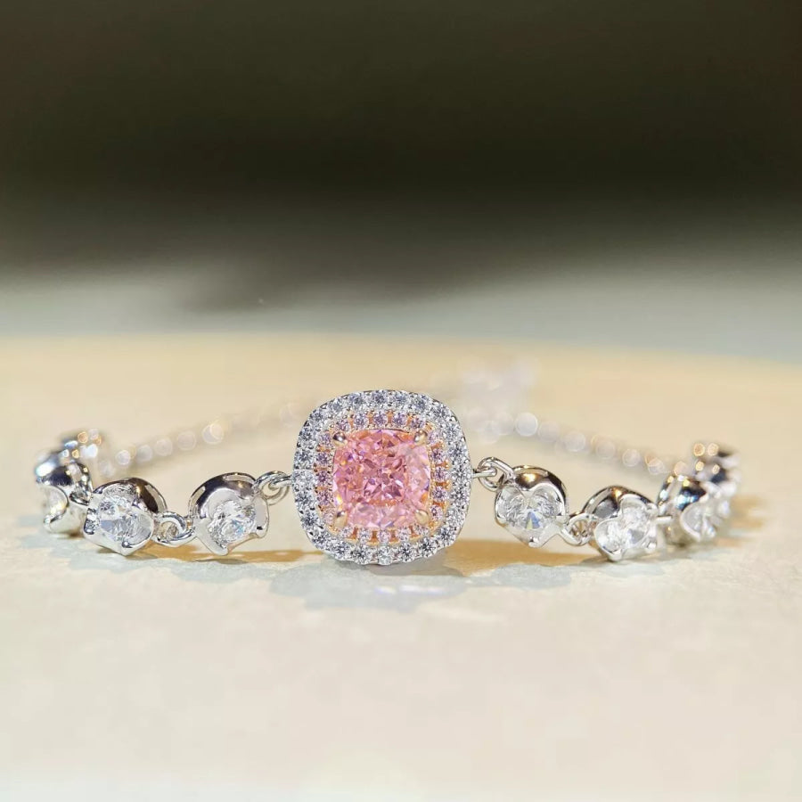 925 Sterling Silver Zircon Necklace Blush Pink / One Size Apparel and Accessories