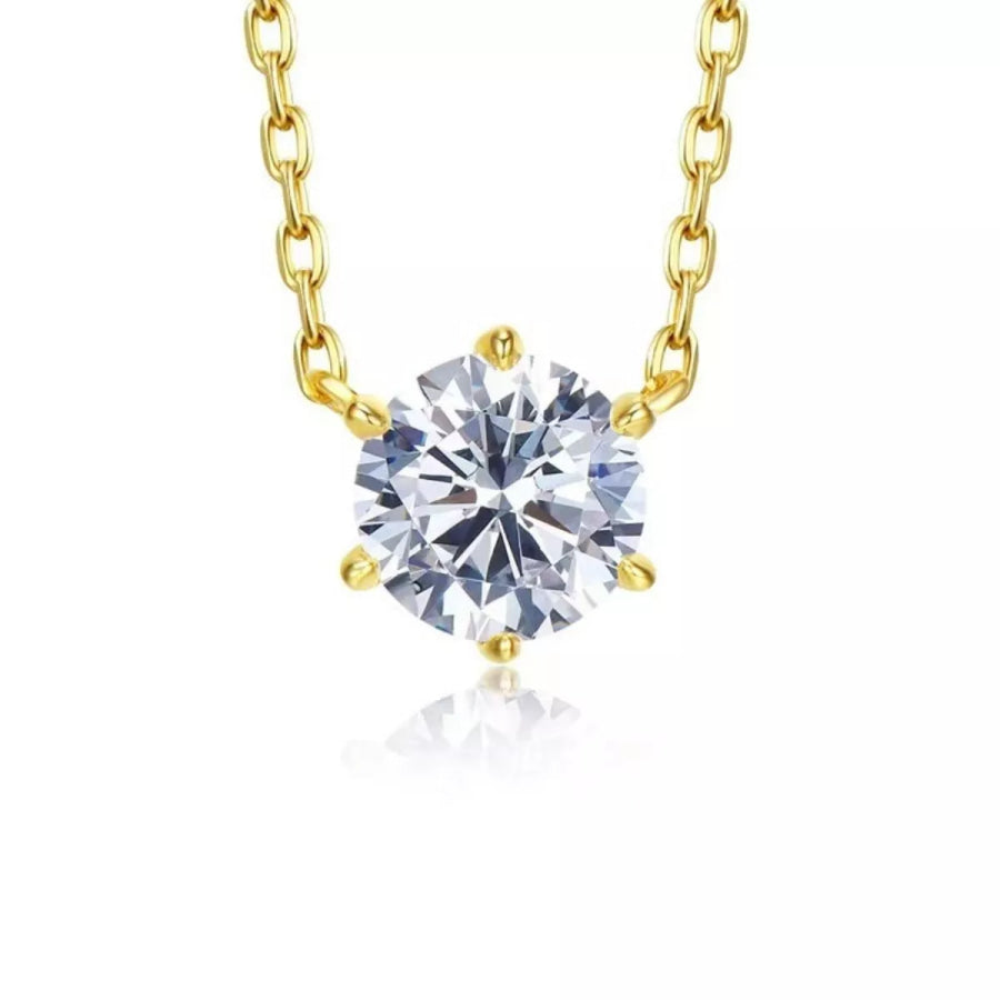 925 Sterling Silver Zircon Necklace Gold / ONESIZE Apparel and Accessories
