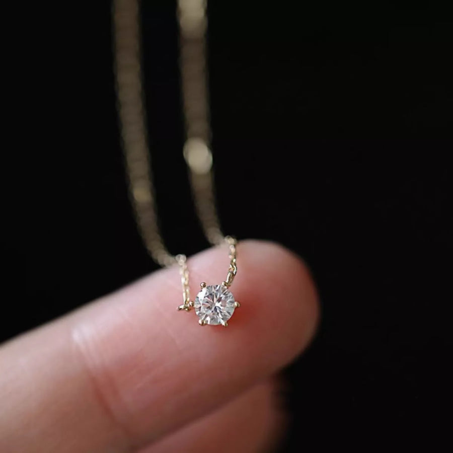 925 Sterling Silver Zircon Necklace Gold / ONESIZE Apparel and Accessories