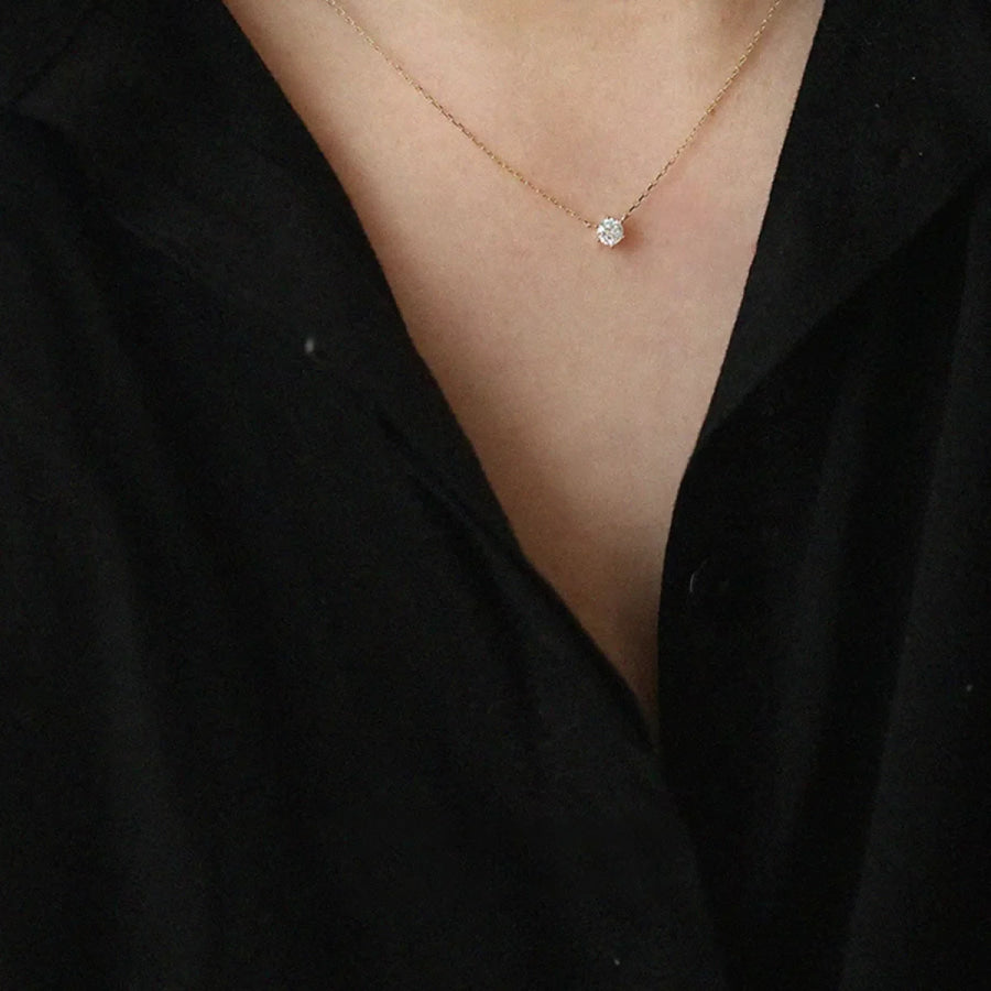 925 Sterling Silver Zircon Necklace Gold / ONESIZE Apparel and Accessories
