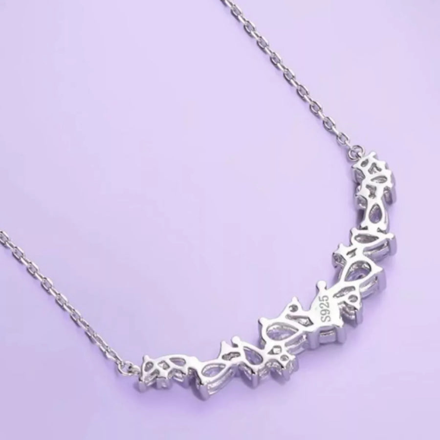 925 Sterling Silver Zircon Necklace Silver / One Size Apparel and Accessories
