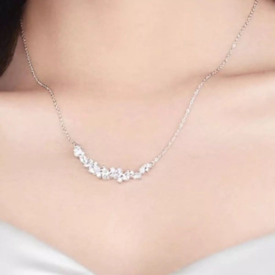 925 Sterling Silver Zircon Necklace Silver / One Size Apparel and Accessories