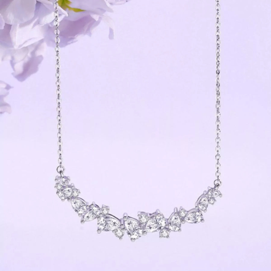 925 Sterling Silver Zircon Necklace Silver / One Size Apparel and Accessories