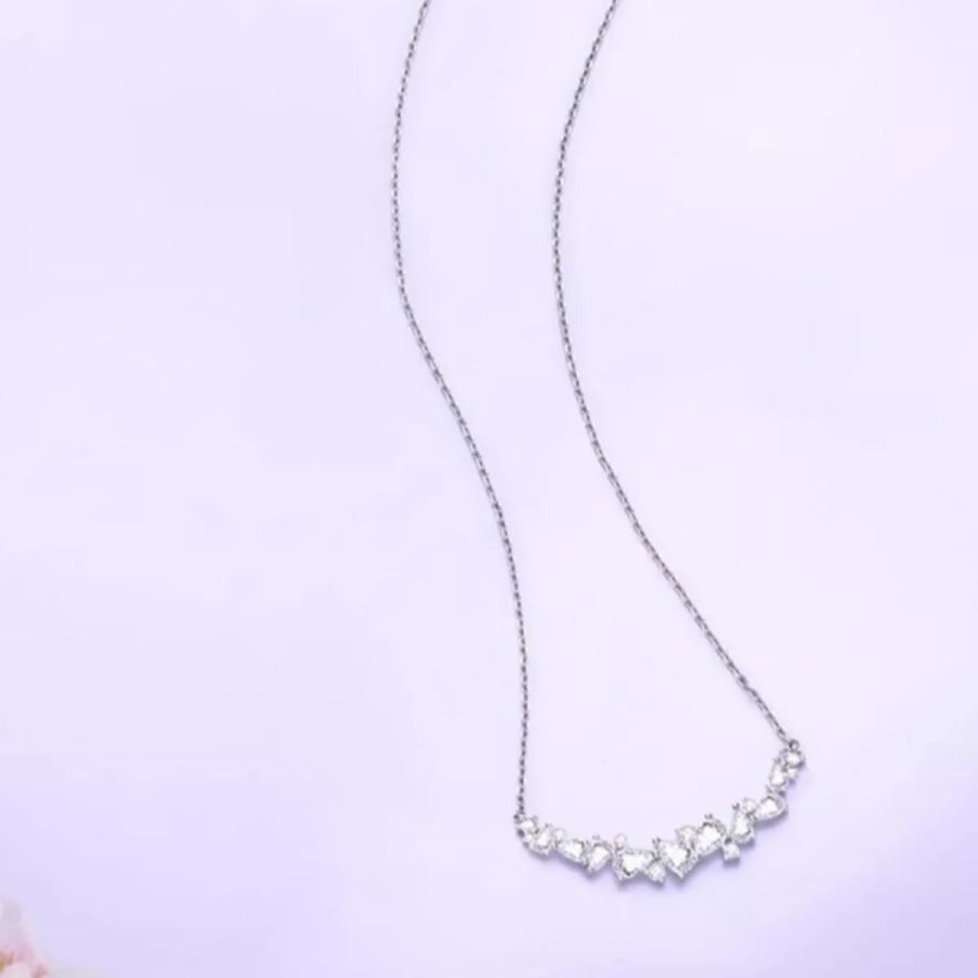 925 Sterling Silver Zircon Necklace Silver / One Size Apparel and Accessories