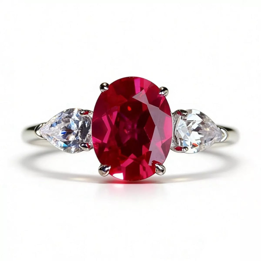 925 Sterling Silver Zircon Oval Ring Apparel and Accessories