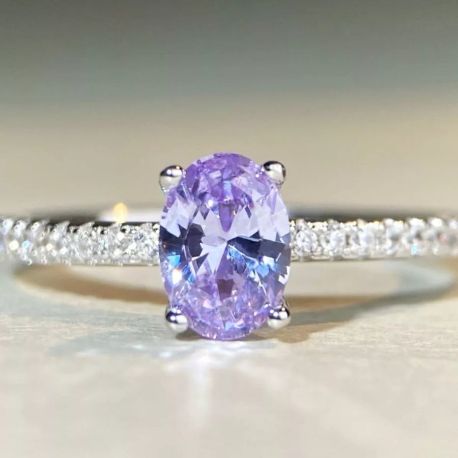 925 Sterling Silver Zircon Oval Ring Apparel and Accessories