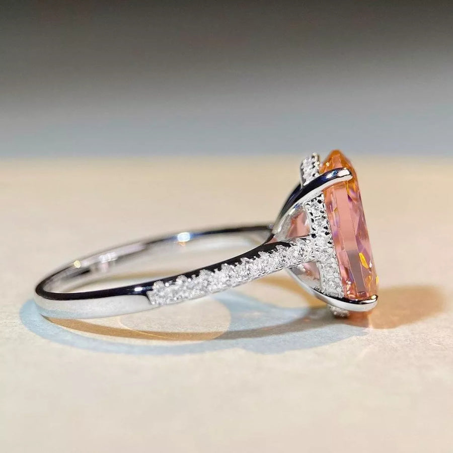 925 Sterling Silver Zircon Oval Ring Apparel and Accessories