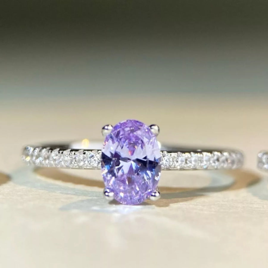 925 Sterling Silver Zircon Oval Ring Apparel and Accessories