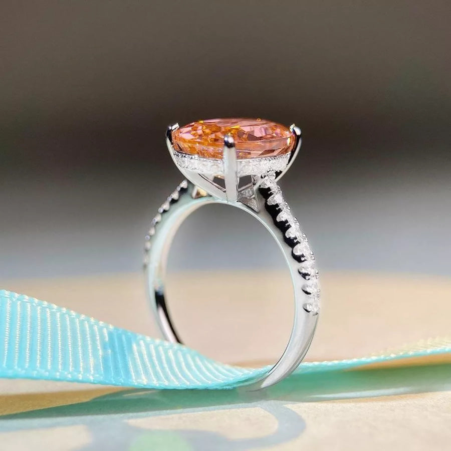 925 Sterling Silver Zircon Oval Ring Apparel and Accessories