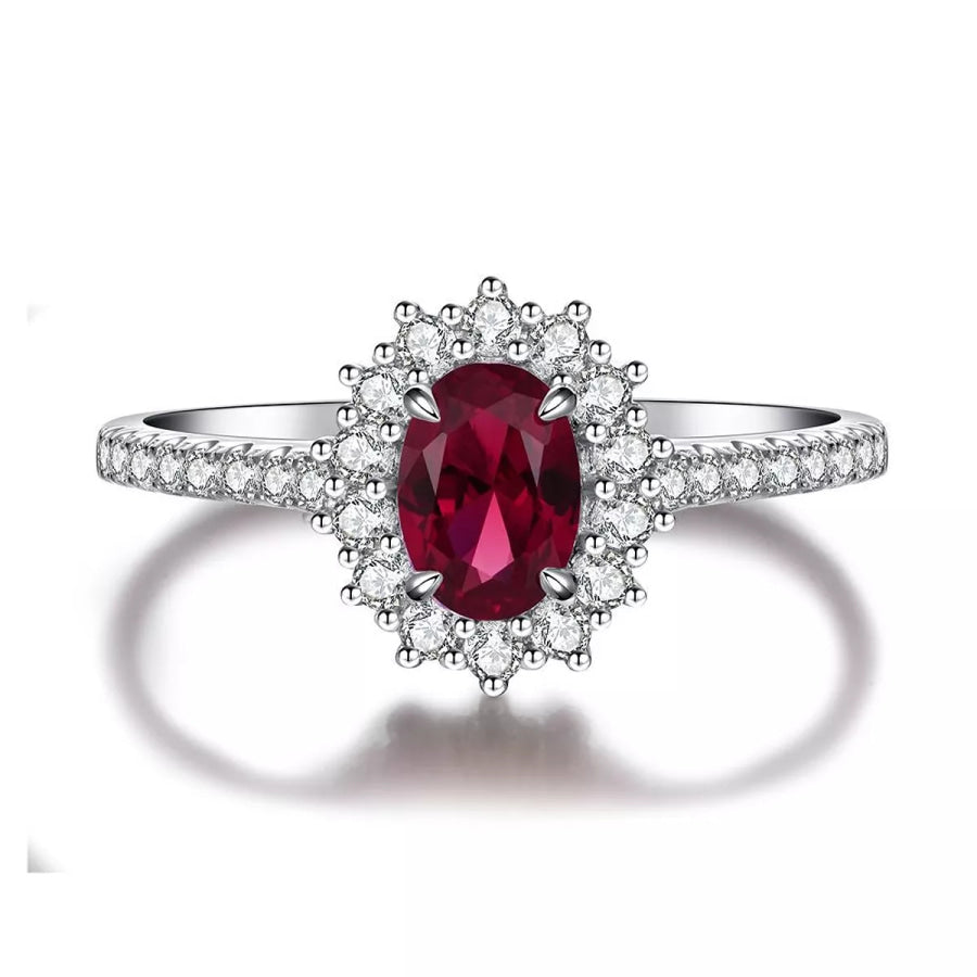 925 Sterling Silver Zircon Oval Ring Apparel and Accessories