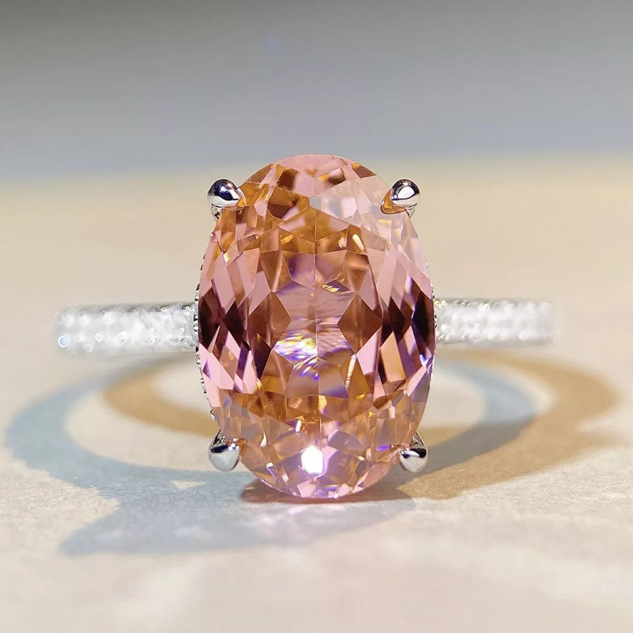 925 Sterling Silver Zircon Oval Ring Apparel and Accessories