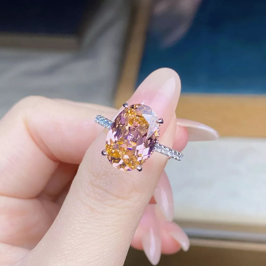 925 Sterling Silver Zircon Oval Ring Apparel and Accessories