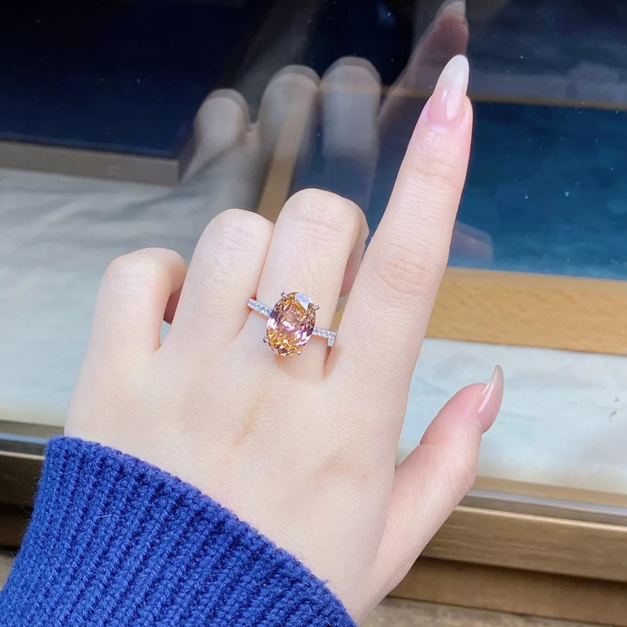 925 Sterling Silver Zircon Oval Ring Apparel and Accessories