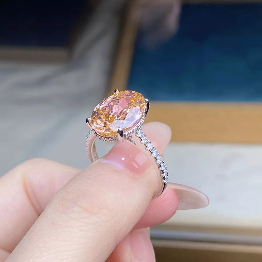 925 Sterling Silver Zircon Oval Ring Apparel and Accessories
