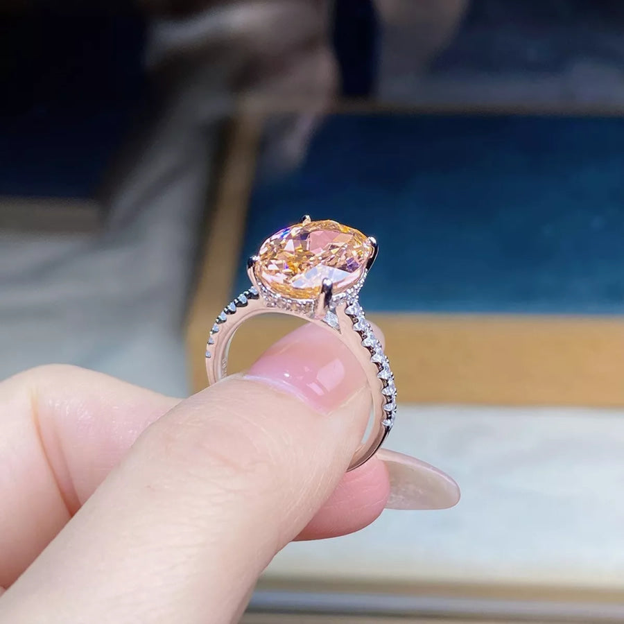 925 Sterling Silver Zircon Oval Ring Apparel and Accessories