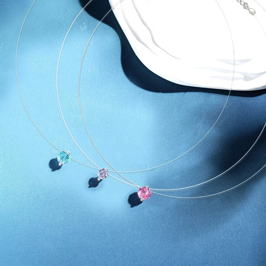 925 Sterling Silver Zircon Pendant Necklace Apparel and Accessories
