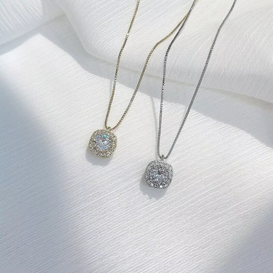 925 Sterling Silver Zircon Pendant Necklace Apparel and Accessories