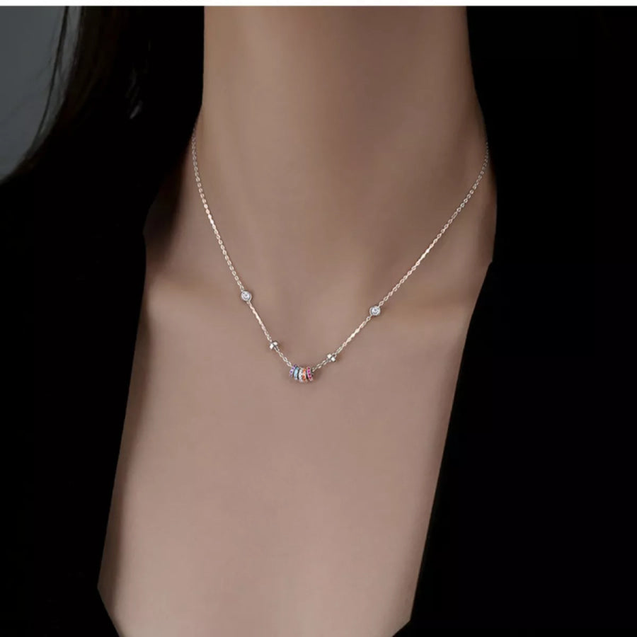 925 Sterling Silver Zircon Pendant Necklace Apparel and Accessories