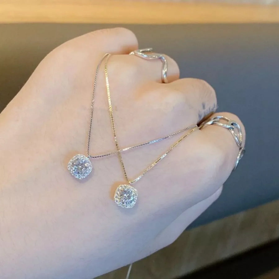 925 Sterling Silver Zircon Pendant Necklace Apparel and Accessories
