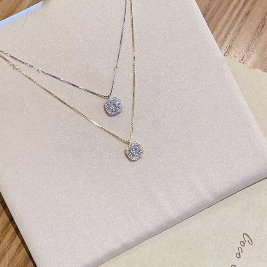 925 Sterling Silver Zircon Pendant Necklace Apparel and Accessories