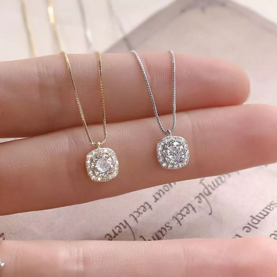 925 Sterling Silver Zircon Pendant Necklace Apparel and Accessories