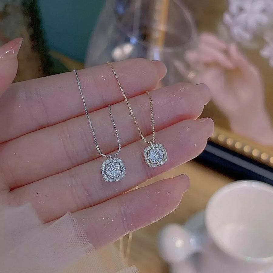 925 Sterling Silver Zircon Pendant Necklace Apparel and Accessories