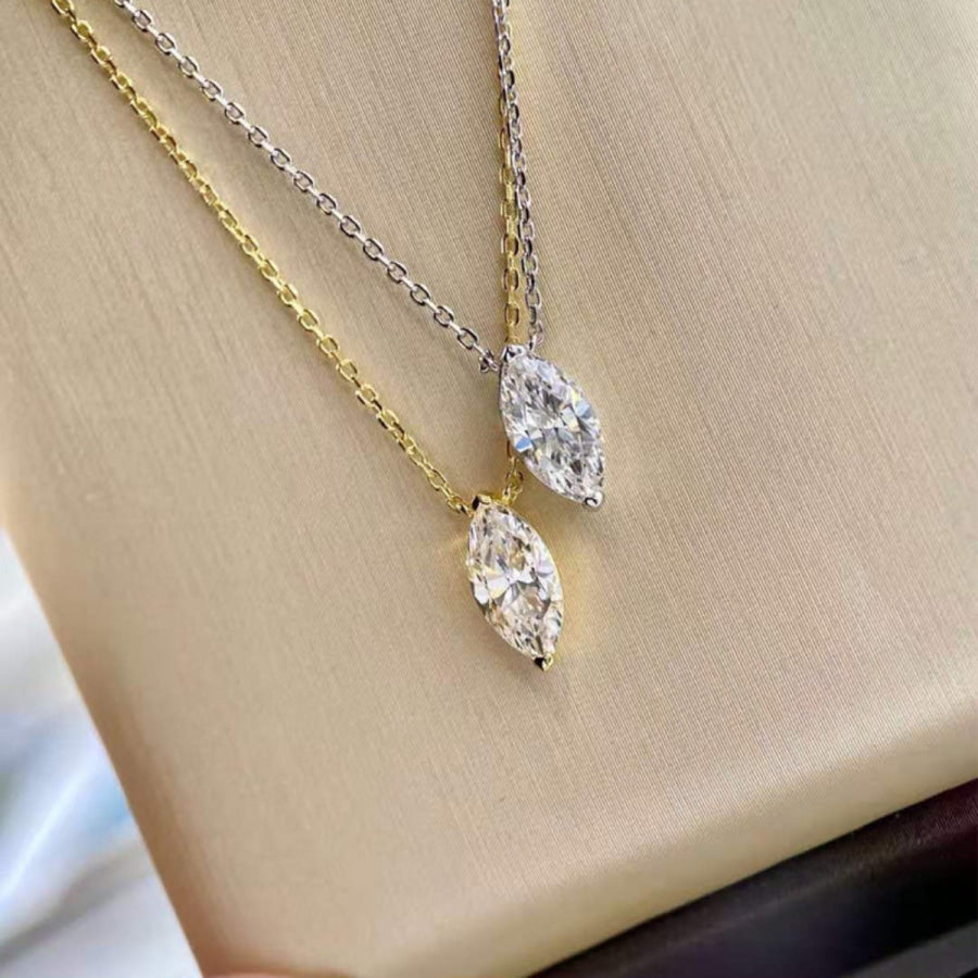 925 Sterling Silver Zircon Pendant Necklace Gold / One Size Apparel and Accessories