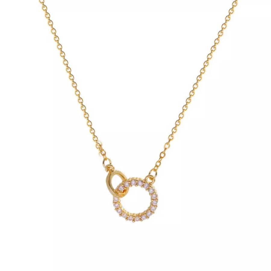 925 Sterling Silver Zircon Pendant Necklace Gold / ONESIZE Apparel and Accessories