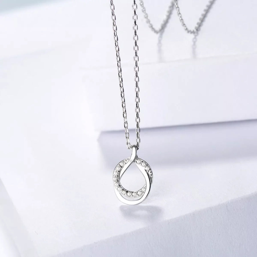 925 Sterling Silver Zircon Pendant Necklace Silver / One Size Apparel and Accessories