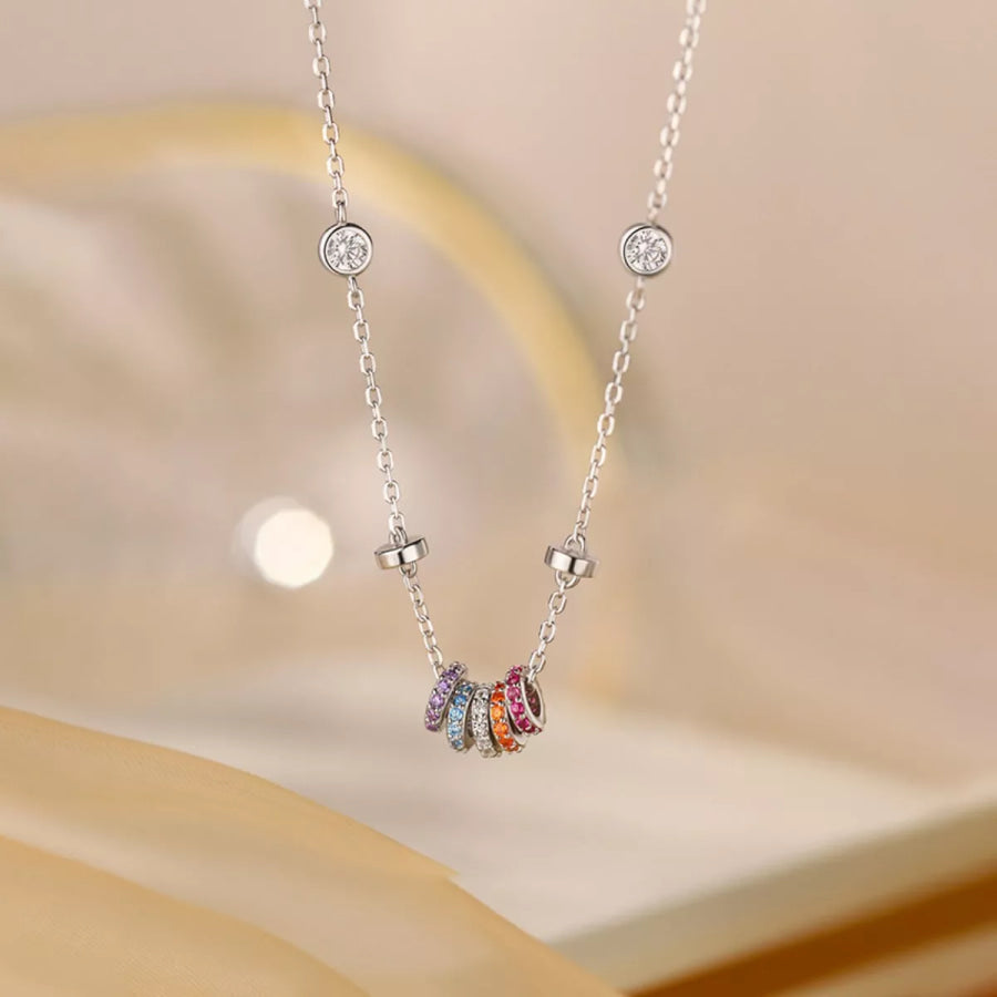 925 Sterling Silver Zircon Pendant Necklace Silver / One Size Apparel and Accessories