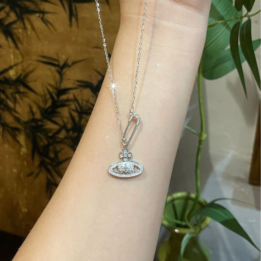 925 Sterling Silver Zircon Pendant Necklace Silver / One Size Apparel and Accessories