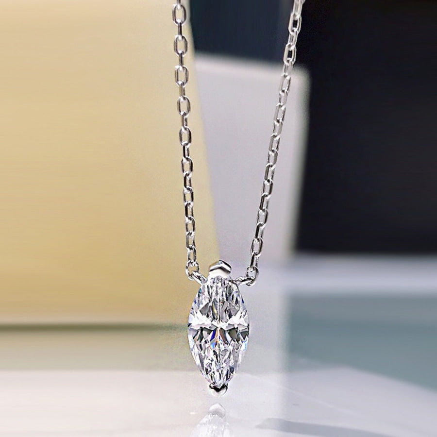 925 Sterling Silver Zircon Pendant Necklace Silver / One Size Apparel and Accessories