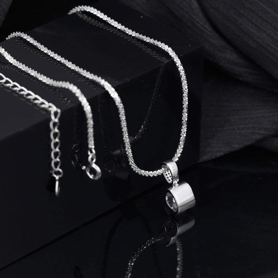 925 Sterling Silver Zircon Pendant Necklace Silver / One Size Apparel and Accessories