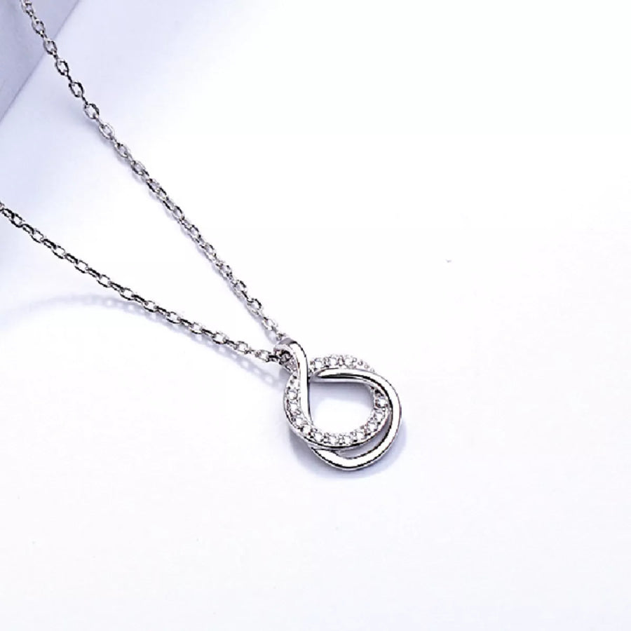 925 Sterling Silver Zircon Pendant Necklace Silver / One Size Apparel and Accessories
