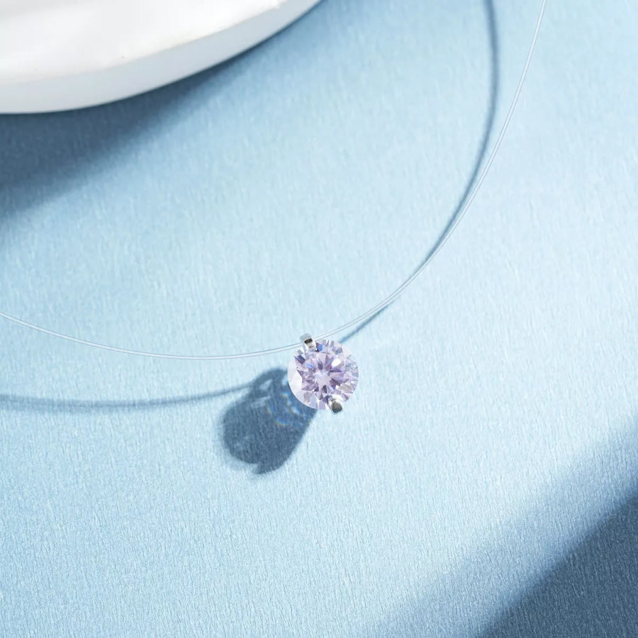 925 Sterling Silver Zircon Pendant Necklace Apparel and Accessories
