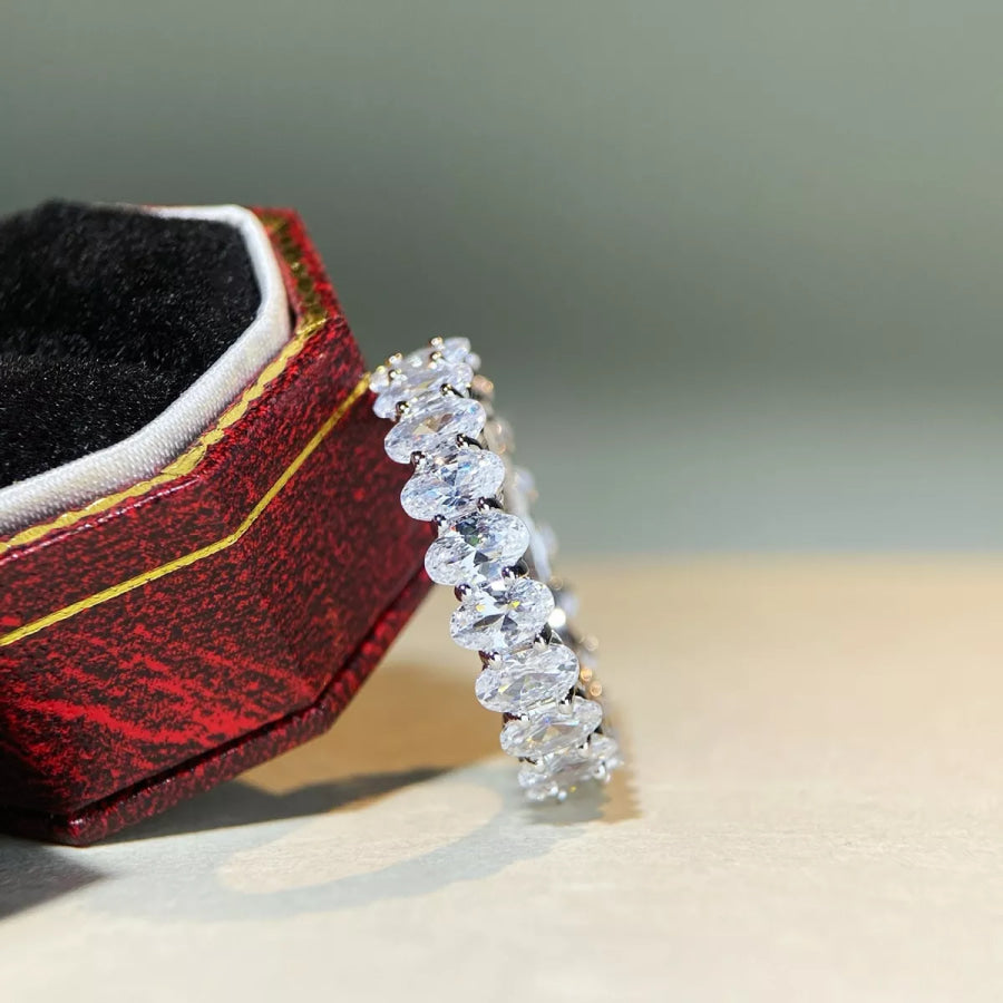 925 Sterling Silver Zircon Ring Silver / 5 Apparel and Accessories