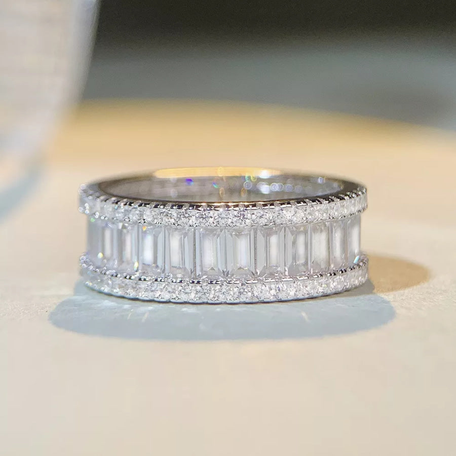 925 Sterling Silver Zircon Ring Silver / 5 Apparel and Accessories